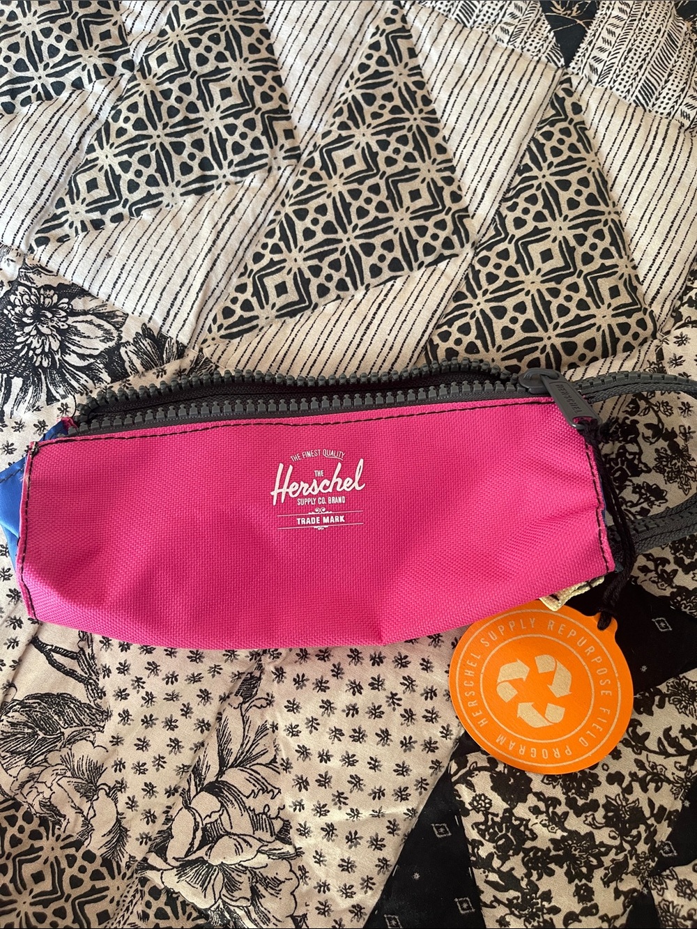 Herschel Supply Company Hot Pink Zip Pouch with White Logo